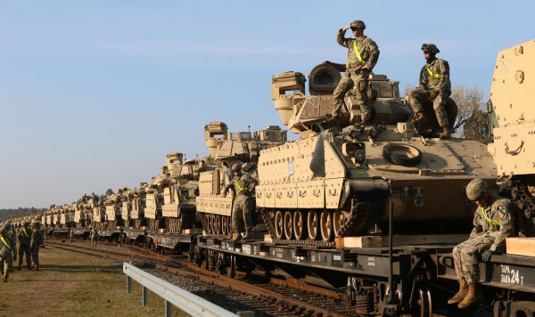Военные армии США на литовской военной базе недалеко от Пабраде, 21 октября 2019 Военные армии США на литовской военной базе недалеко от Пабраде, 21 октября 2019