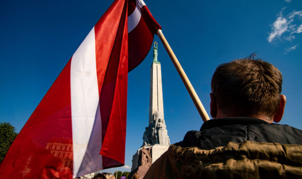 Митинг партии Айнарса Шлесерса "Латвия прежде всего" в Риге, 2 октября 2021