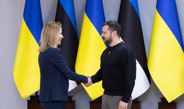Премьер-министр Эстонии Кая Каллас и президент Украины Владимир Зеленский на встече в Житомире, 24 апреля 2023