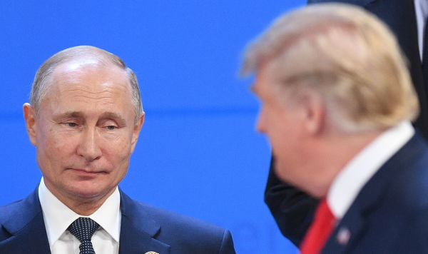 Официальный визит президента РФ В. Путина в Аргентину 30 ноября 2018. Президент РФ Владимир Путин и президент США Дональд Трамп