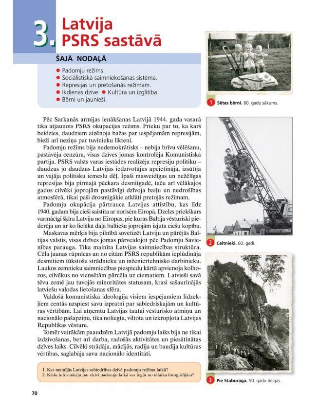Страница из учебника по истории Латвии, 5 класс