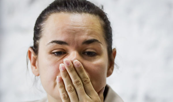 Кандидат на пост президента Белоруссии Светлана Тихановская на пресс-конференции после выборов президента в Минске, Белоруссия, 10 августа 2020 г.