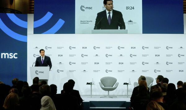 Госсекретарь США Марко Рубио выступает на Мюнхенской конференции по безопасности в Мюнхене, Германия, в субботу, 14 февраля 2026 года. Госсекретарь США Марко Рубио выступает на Мюнхенской конференции по безопасности в Мюнхене, Германия, в субботу, 14 февраля 2026 года.