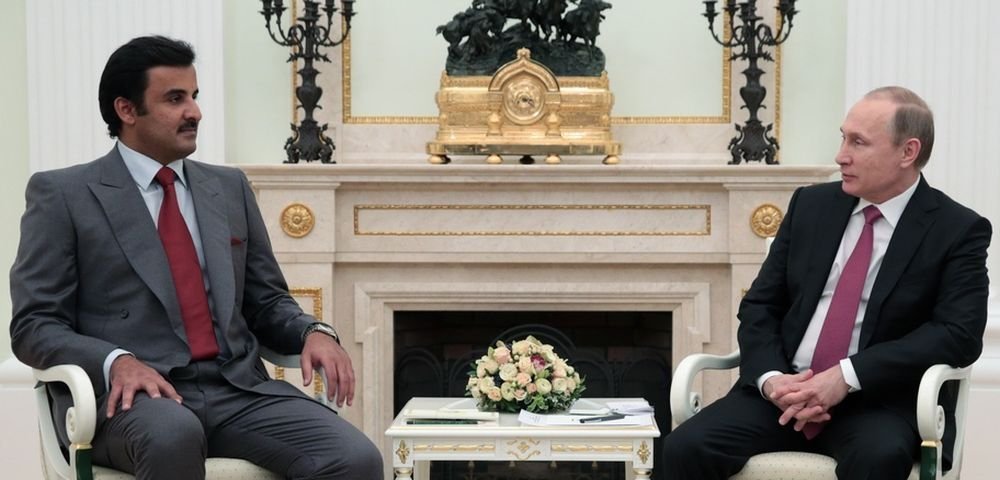 Встреча президента РФ В.Путина с эмиром государства Катар Тамимом бен Хамадом Аль Тани.
